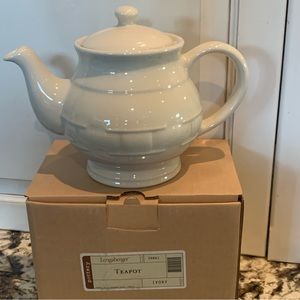 Longer Berger new in the box ivory woven traditions teapot.